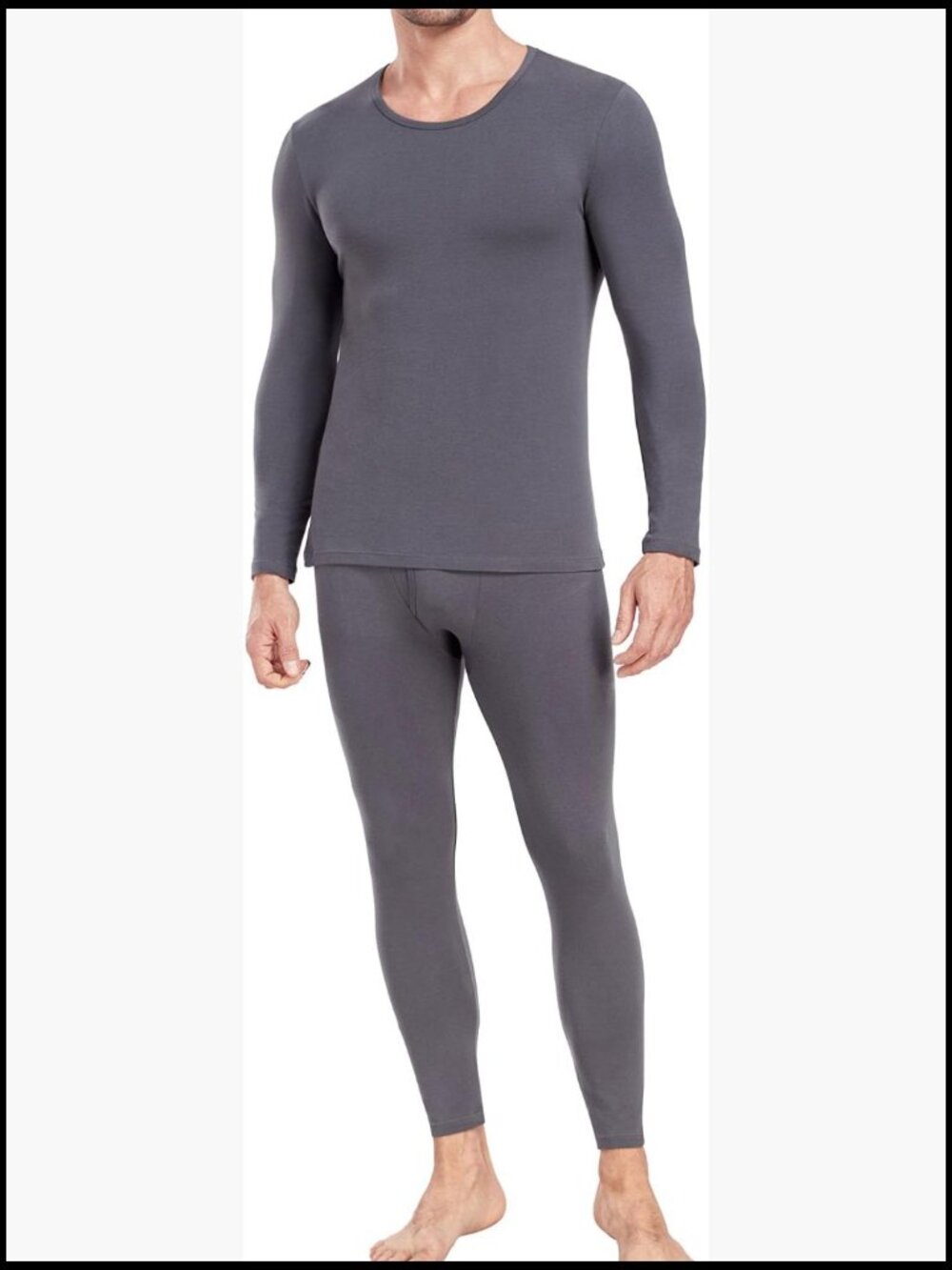 Cotton Blend Long Johns Thermal Underwear Set Base Layer Lightweight